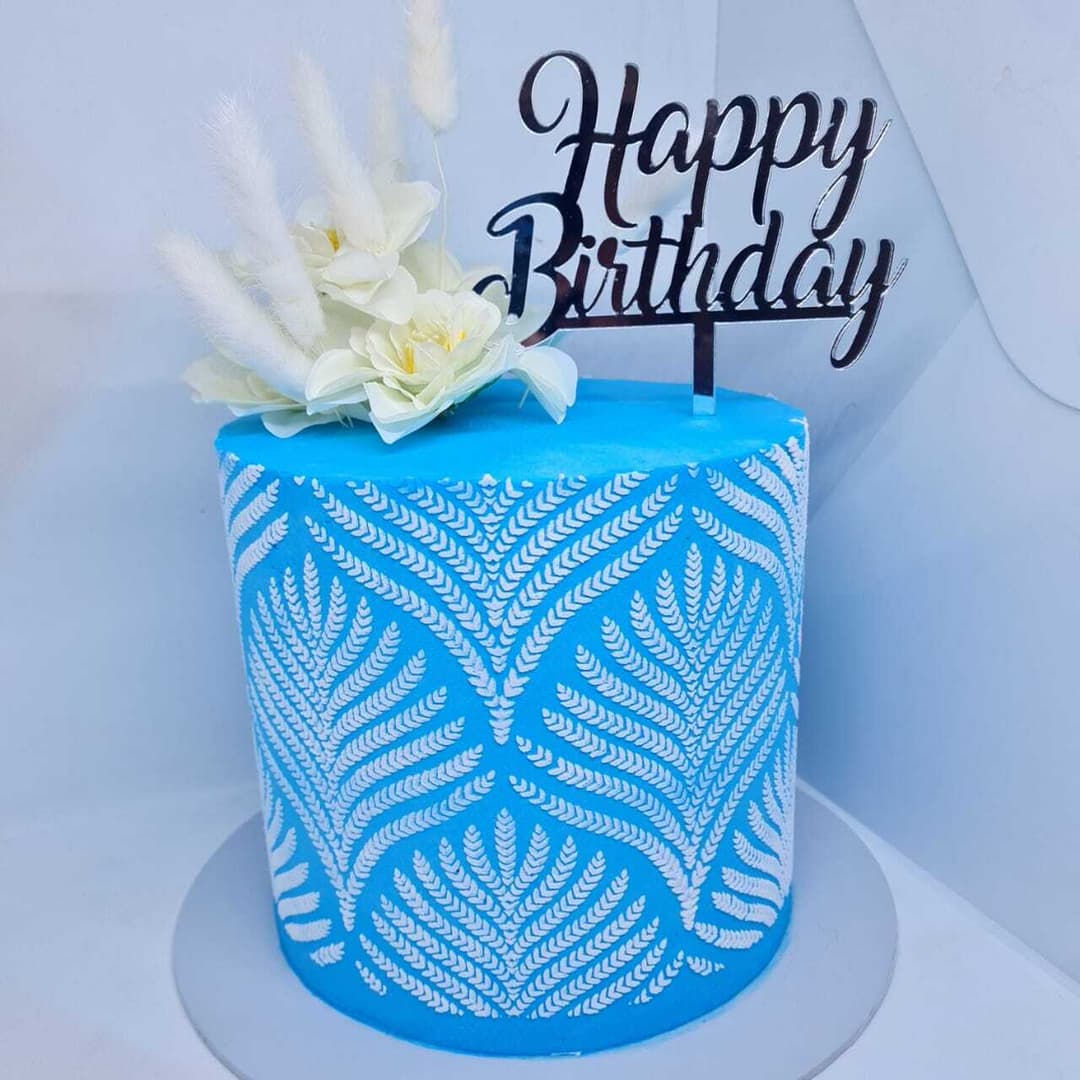 White And Blue Cake