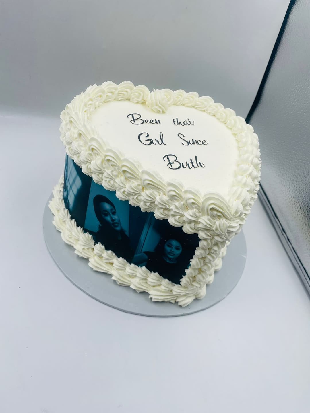18cm Heart Cake with pictures on the side